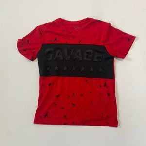 Brooklyn Laundry boys S (8) red and black "savage" short sleeve t-shirt